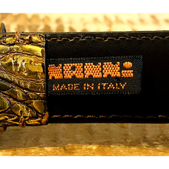 Vintage Nanni Goldtone Designer Belt Rhinestone Buckle Made in Italy Sz 85 US 34 - Picture 9 of 15